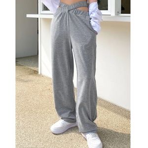 Cut Out Waist Slant Pockets Sweatpants